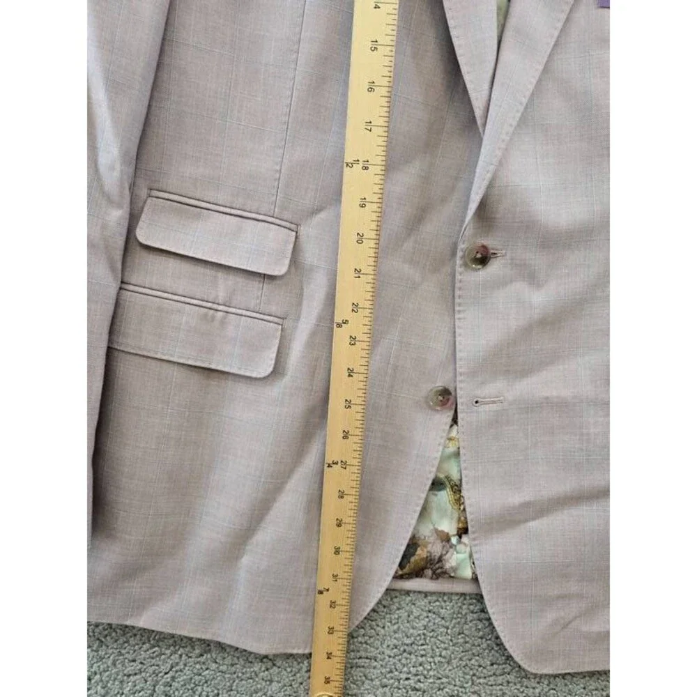Tayion Collection Regular-Fit Suit Jacket Men's 46L Pink Flap Pocket Long Sleeve